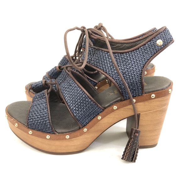PIKOLINOS Sz 36 Blue Leather Stacked Heel Sandals - Picture 8 of 13